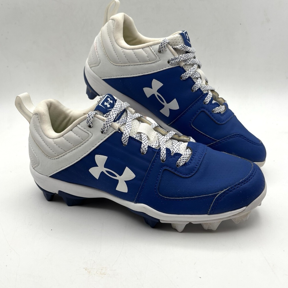 Under Armour Boy's Cleats Size 4Y 4202011122 08/19 Blue/White Baseball Boys